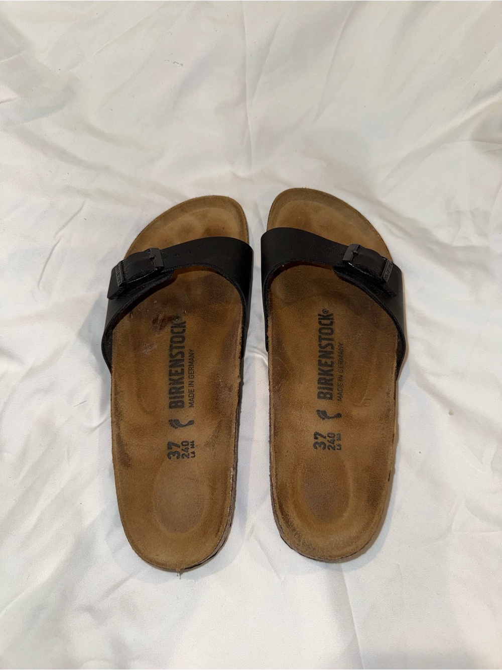 Birkenstock women’s Black Single-Strap Slide Sandals with Buckle